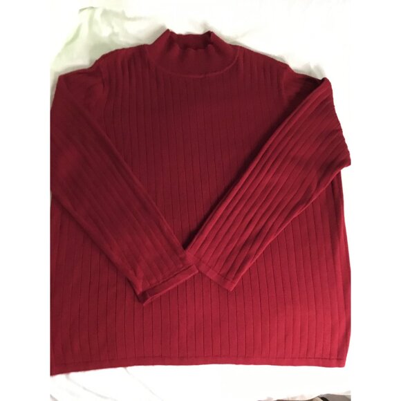 Westbound II Red Ribbed 100% Cotton Turtleneck Sweater 2X Long Sleeve Womens Top - Picture 2 of 7